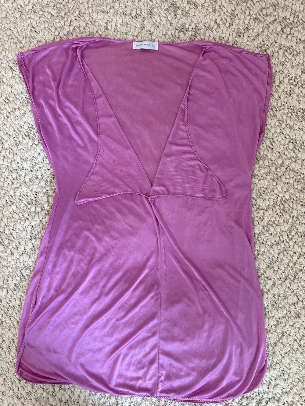 Vintage 70s John Kloss for Cira Purple Deep V Neck Mini Nightgown Chemise L USA
